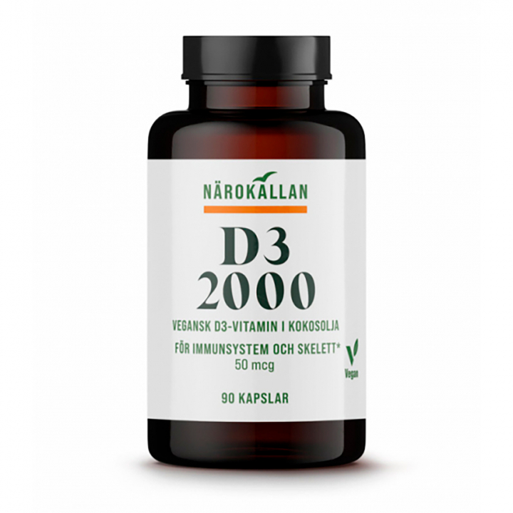 D3 2000 90 kaps i gruppen Helse / Kosttilskud / Vitaminer / Enkelte vitaminer hos Rawfoodshop Scandinavia AB (1816)