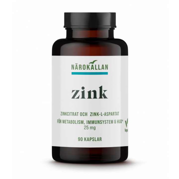 Zink 25 mg 90 kaps i gruppen Helse / Kosttilskud / Mineraler hos Rawfoodshop Scandinavia AB (1828)