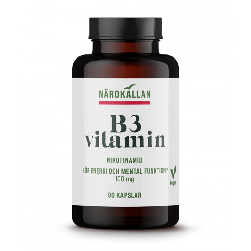 B3 Nikotinamid 100mg 90kaps i gruppen Helse / Kosttilskud / Vitaminer / Enkelte vitaminer hos Rawfoodshop Scandinavia AB (1830)