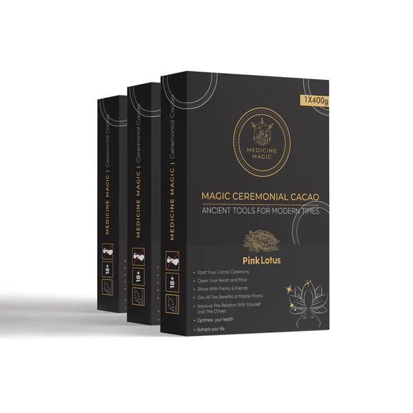 Ceremonial Cacao Pink Lotus ØKO 400g i gruppen Råvarer & Drikke / Drikkevarer / Andre hos Rawfoodshop Scandinavia AB (037360)