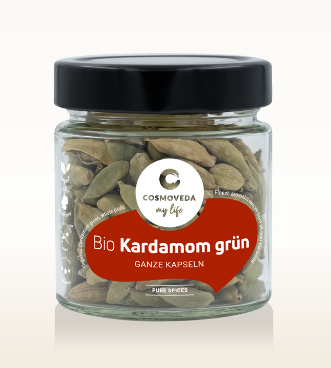 Kardemomme Grønne Kapsler ECO 70g i gruppen Råvarer & Drikke / Spisekammer / Krydderier hos Rawfoodshop Scandinavia AB (126746-DE)