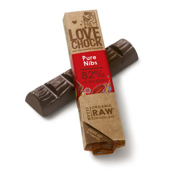Chokolade Pure Nibs 82% ØKO 40g i gruppen Råvarer & Drikke / Slik & Chokolade / Chokolade og Bars hos Rawfoodshop Scandinavia AB (13003)