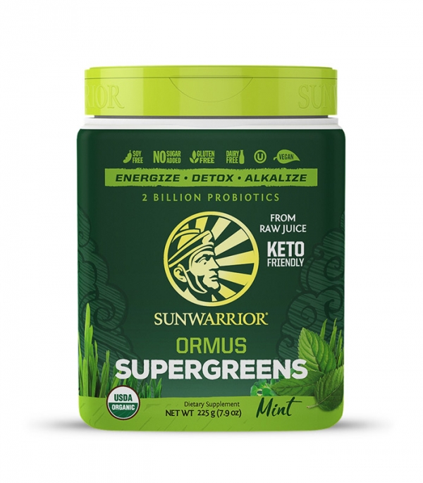 Sunwarrior Ormus Super Greens Organic Mint ØKO 225 g i gruppen Helse / Urter, alger & svampe / Greenfood hos Rawfoodshop Scandinavia AB (1326)