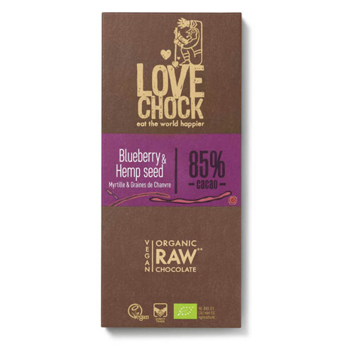 Chokolade Blåbær & Hampefrø 85% RAW Øko 70g i gruppen Råvarer & Drikke / Frugt & Frugtpulver / Dadler hos Rawfoodshop Scandinavia AB (14002)