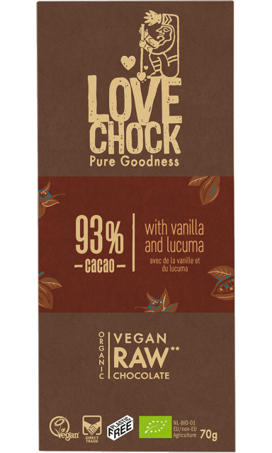 Chokolade Vanilje & Lucuma 93% RAW Øko 70g i gruppen Råvarer & Drikke / Bagning / Kakaoprodukter hos Rawfoodshop Scandinavia AB (14004)