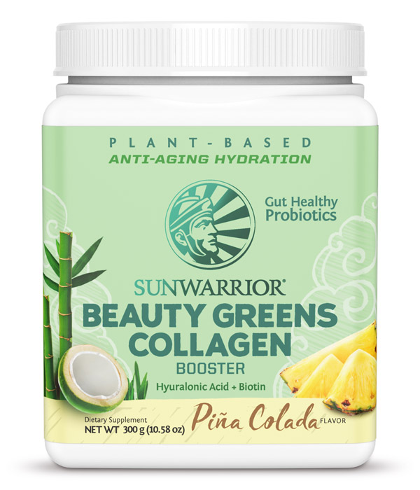 Sunwarrior Beauty Greens Collagen Booster Piña colada 300g i gruppen Helse / Kosttilskud / Kollagen hos Rawfoodshop Scandinavia AB (1427)