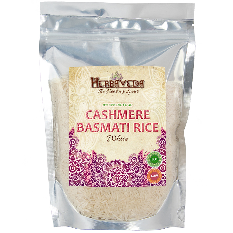 Herbaveda Basmatiris Kashmir Hvid ØKO 500g i gruppen Råvarer & Drikke / Spisekammer / Ris & Korn hos Rawfoodshop Scandinavia AB (147826)