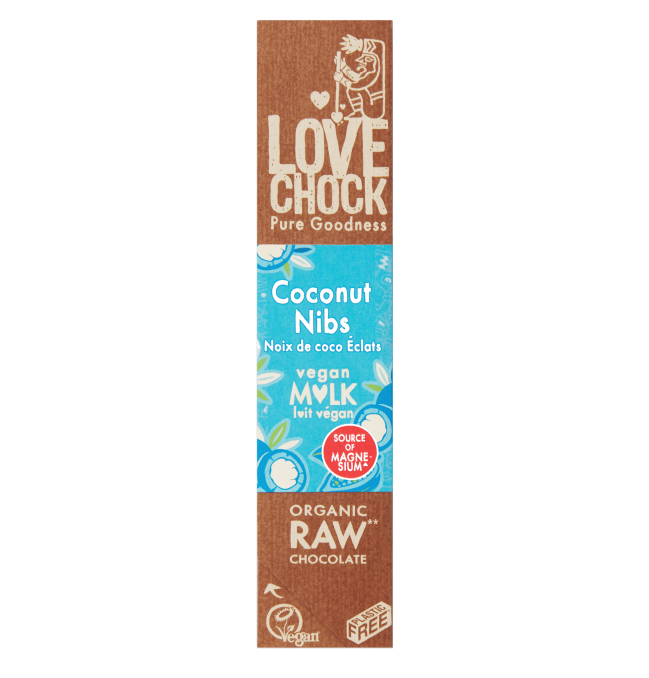 Coconut Nibs Chokolade RAW ØKO 40g i gruppen Råvarer & Drikke / Slik & Chokolade / Chokolade og Bars hos Rawfoodshop Scandinavia AB (17001)