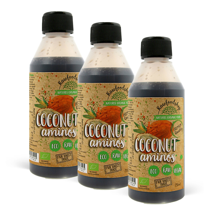 Kokos Aminos ØKO 250ml x 3 flasker i gruppen Råvarer & Drikke / Spisekammer / Smagssætning / Soja & Saucer hos Rawfoodshop Scandinavia AB (1731-SET3)