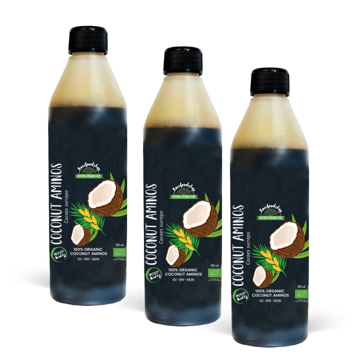 Kokos Aminos ØKO 500ml x 3 flasker i gruppen Råvarer & Drikke / Spisekammer / Smagssætning / Soja & Saucer hos Rawfoodshop Scandinavia AB (17310-SET3)