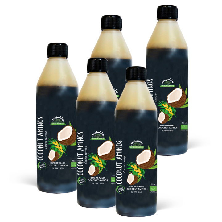 Kokos Aminos ØKO 500ml x 5 flasker i gruppen Råvarer & Drikke / Spisekammer / Smagssætning / Soja & Saucer hos Rawfoodshop Scandinavia AB (17310-SET5)