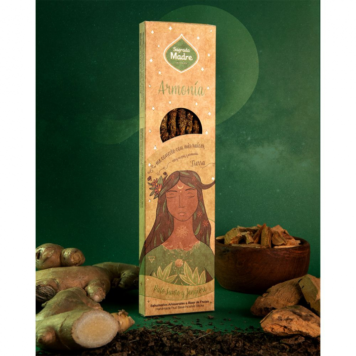 Earth Element Palo Santo & Ginger Armonia røgelsespinde 6 stk i gruppen Hjem & Sjæl / Ritual & Ceremoni / Røgelse, Lys og Dufte hos Rawfoodshop Scandinavia AB (186-01)