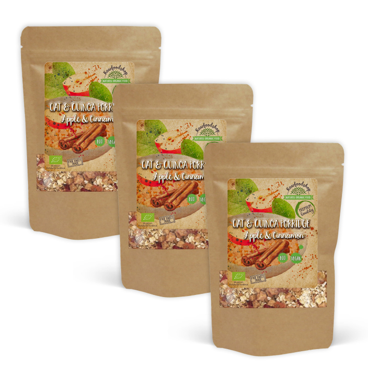 Havre- & Quinoagrød med Æble og Kanel ØKO 500g x 3 pakker i gruppen Råvarer & Drikke / Spisekammer / Granola & Grød hos Rawfoodshop Scandinavia AB (200125-SET3)