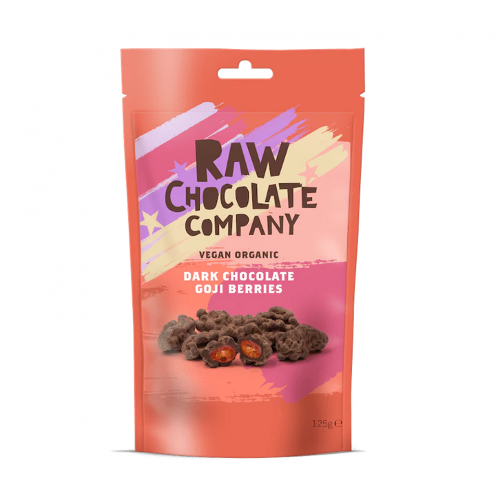 Dark Chocolate Goji Berries RAW ØKO 125g i gruppen Råvarer & Drikke / Slik & Chokolade / Snacks hos Rawfoodshop Scandinavia AB (201)