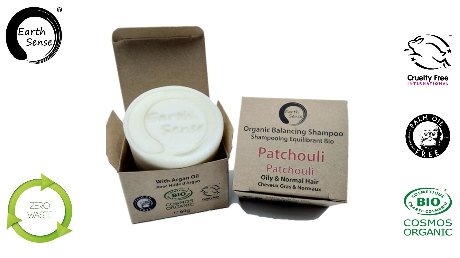 Earth Sense Shampookage Patchouli ØKO 60g i gruppen Kropspleje / Færdigvarer / Hårpleje hos Rawfoodshop Scandinavia AB (201112)