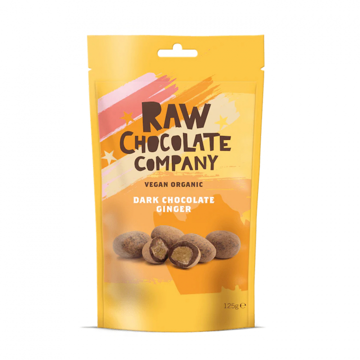 Dark Chocolate Ginger RAW ØKO 125g i gruppen Råvarer & Drikke / Slik & Chokolade / Snacks hos Rawfoodshop Scandinavia AB (205)