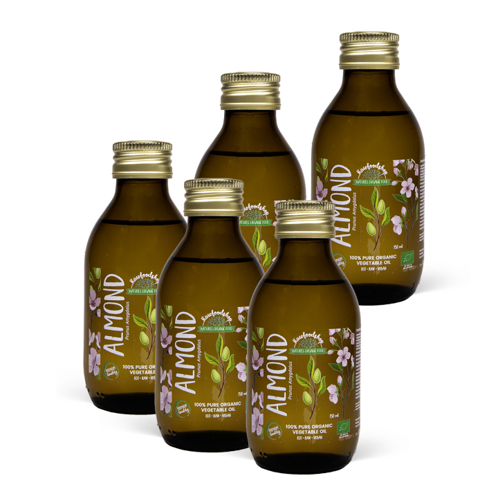 Mandelolie koldpresset ØKO 150ml x 5 flasker i gruppen Råvarer & Drikke / Nødder / Nøddeolier / Mandelolie hos Rawfoodshop Scandinavia AB (2081202-SET5)