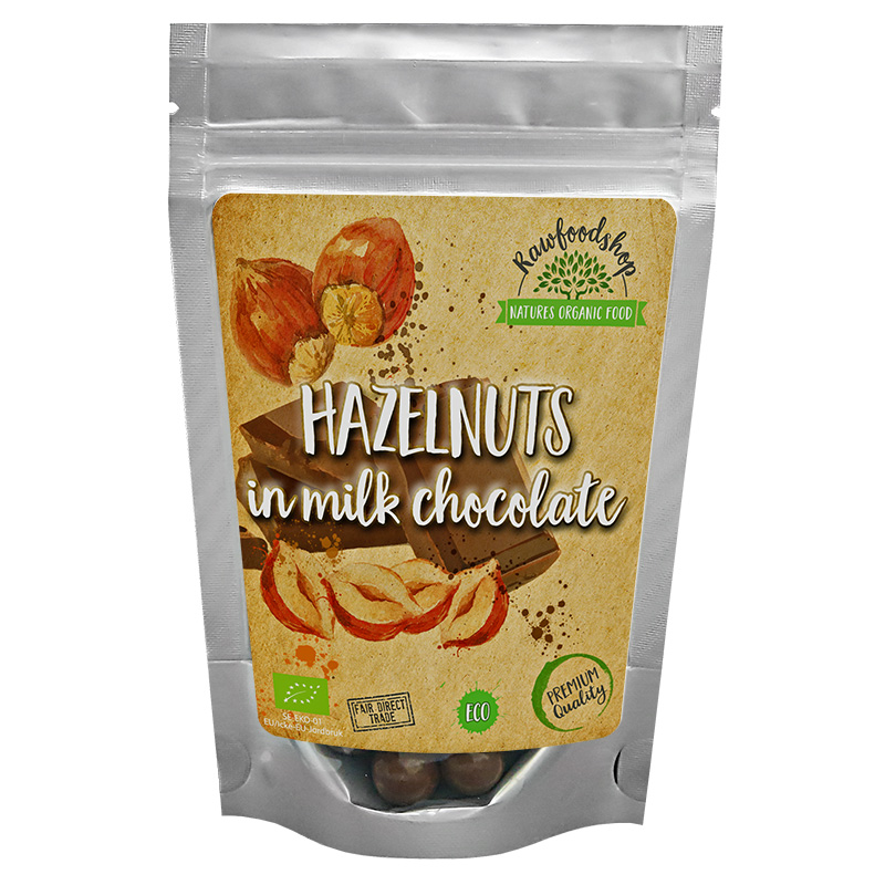 Hasselnødder i mælkechokolade ØKO 100g i gruppen Råvarer & Drikke / Nødder / Hasselnødder hos Rawfoodshop Scandinavia AB (20840-1)