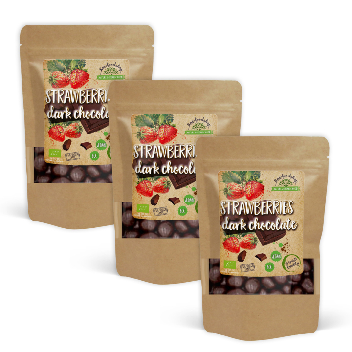 Jordbær i Mørk Chokolade ØKO 100g x 3 pakker i gruppen Råvarer & Drikke / Frugt & Frugtpulver / Jordbær hos Rawfoodshop Scandinavia AB (208511-SET3)