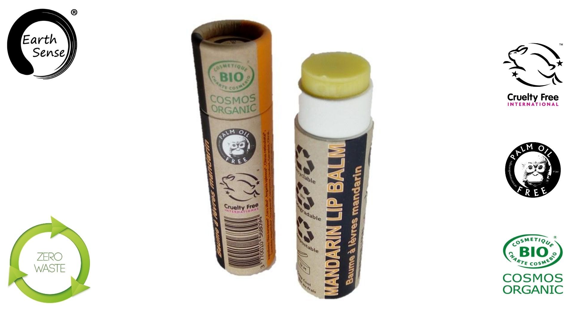 Earth Sense Lip Balm Mandarin 15ml i gruppen Kropspleje / Færdigvarer / Kropsolier & Deodorant hos Rawfoodshop Scandinavia AB (211126)