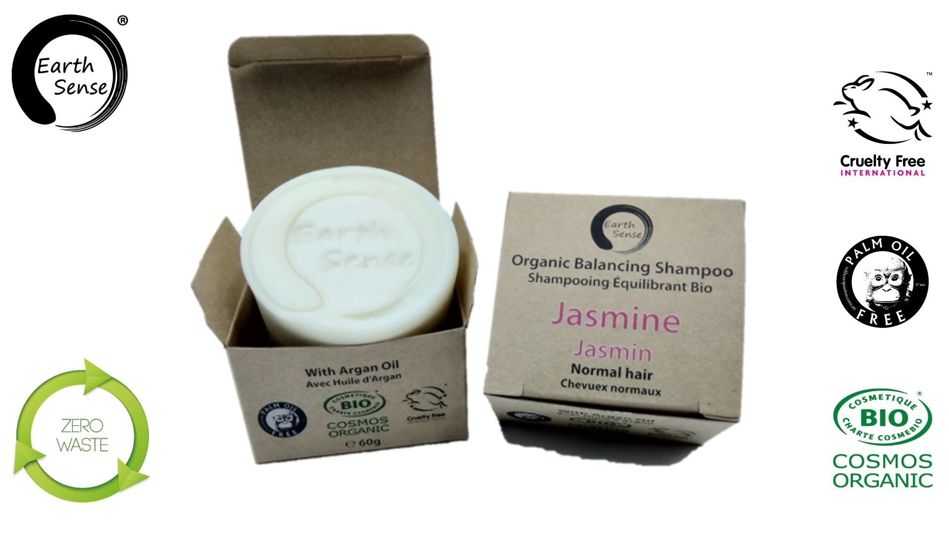 Earth Sense Shampookage Jasmin 60g i gruppen Kropspleje / Færdigvarer / Hårpleje hos Rawfoodshop Scandinavia AB (211145)