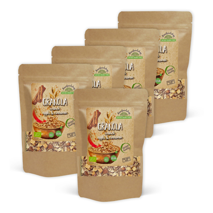 Granola Æble & Kanel ØKO 400g x 5 pakker i gruppen Råvarer & Drikke / Spisekammer / Granola & Grød hos Rawfoodshop Scandinavia AB (21177400-SET5)