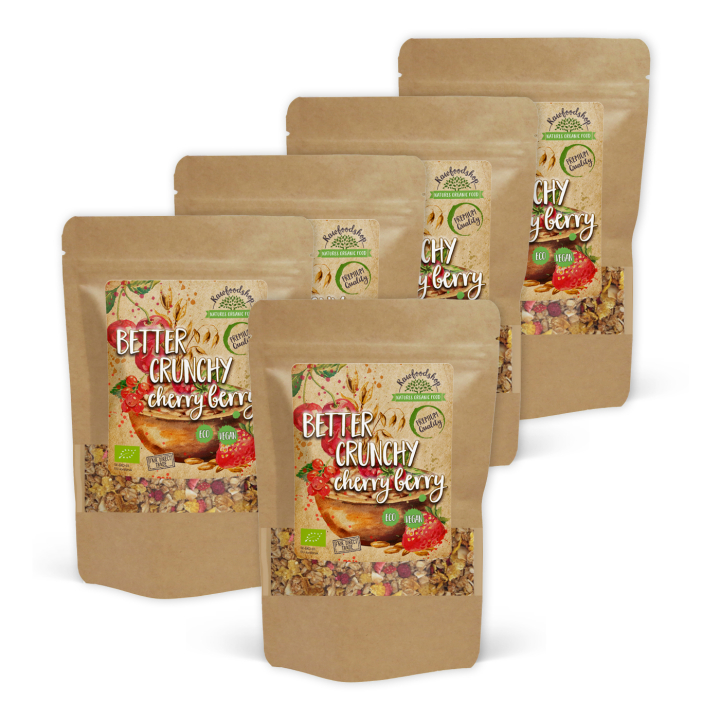 Better Crunchy - Cherry Berry ØKO 500g x 5 pakker i gruppen Råvarer & Drikke / Spisekammer / Granola & Grød hos Rawfoodshop Scandinavia AB (21411500-SET5)