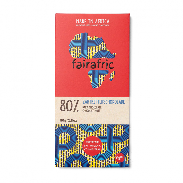 Fairafric - Mørk Chokolade 80% 80g i gruppen Råvarer & Drikke / Slik & Chokolade / Chokolade og Bars hos Rawfoodshop Scandinavia AB (22295)
