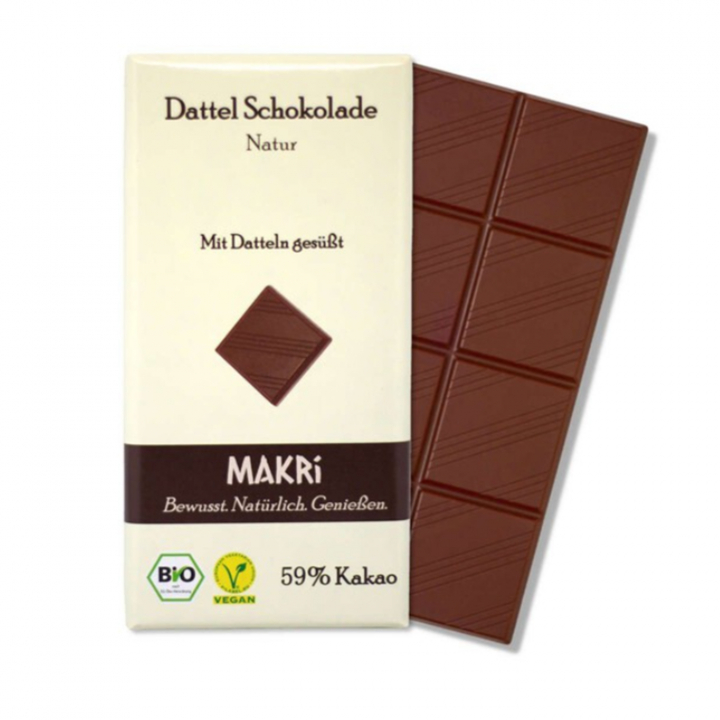 Makri - Mørk Daddelchokolade 59% ØKO 85g i gruppen Råvarer & Drikke / Slik & Chokolade / Chokolade og Bars hos Rawfoodshop Scandinavia AB (23624)