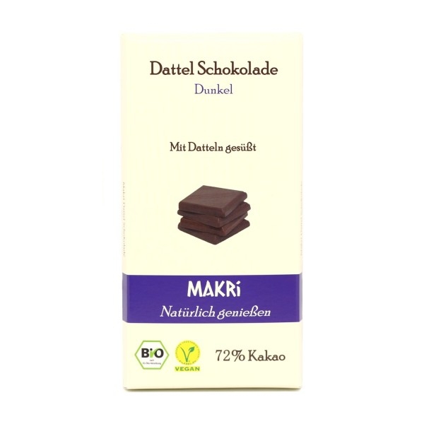 Makri - Mørk Daddelchokolade 72% 85g i gruppen Råvarer & Drikke / Slik & Chokolade / Chokolade og Bars hos Rawfoodshop Scandinavia AB (23625)