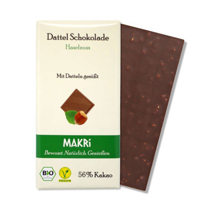 Makri - Mørk Daddelchokolade med Hasselnødder 56% ØKO 85g i gruppen Råvarer & Drikke / Slik & Chokolade / Chokolade og Bars hos Rawfoodshop Scandinavia AB (23626)