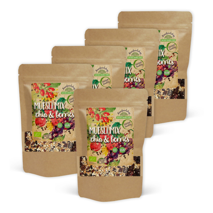 Myslimix med Chia & Bær ØKO 400g x 5 pakker i gruppen Råvarer & Drikke / Spisekammer / Granola & Grød hos Rawfoodshop Scandinavia AB (27012-SET5)