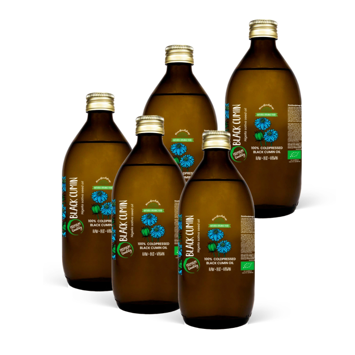 Sort Kommenolie koldpresset ØKO 150ml x 5 flasker i gruppen Hud & Krop / Naturlig DIY / Vegetabilske Olier hos Rawfoodshop Scandinavia AB (300442-SET5)