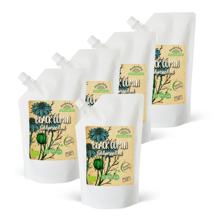 Sort Kommenolie koldpresset ØKO 500ml x 5 flasker i gruppen Hud & Krop / Naturlig DIY / Vegetabilske Olier hos Rawfoodshop Scandinavia AB (300443-SET5)