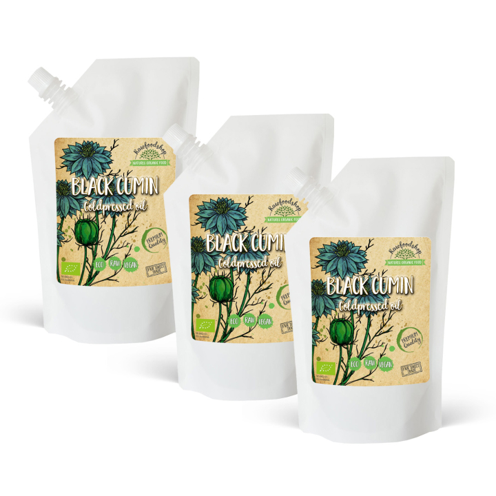 Sort Kommenolie koldpresset ØKO 1000ml x 3 flasker i gruppen Hud & Krop / Naturlig DIY / Vegetabilske Olier hos Rawfoodshop Scandinavia AB (300444-SET3)