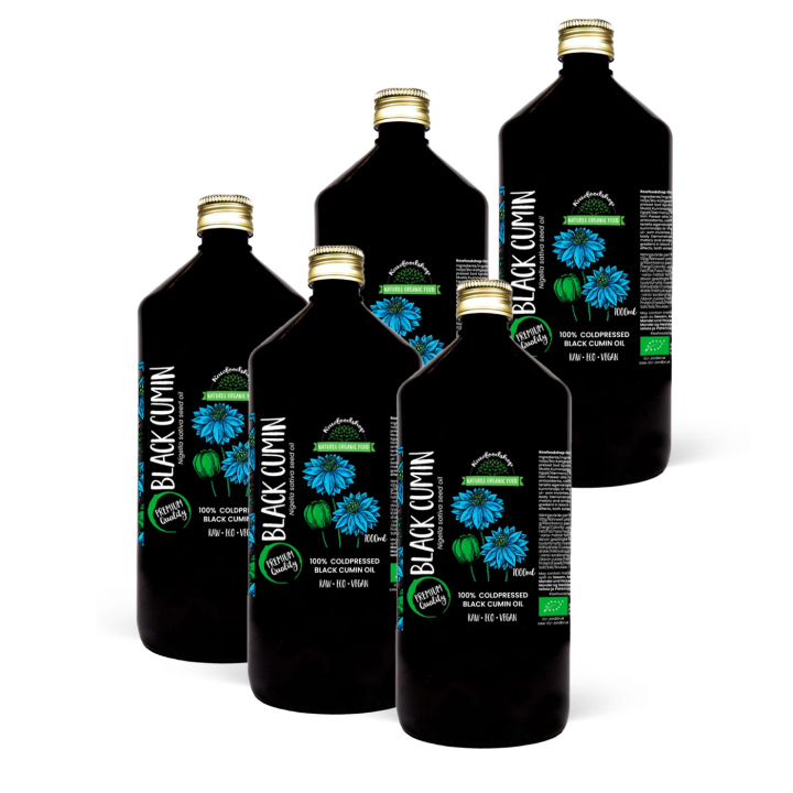 Sort Kommenolie koldpresset ØKO 1000ml x 5 flasker i gruppen Bigpack hos Rawfoodshop Scandinavia AB (300444-SET5)