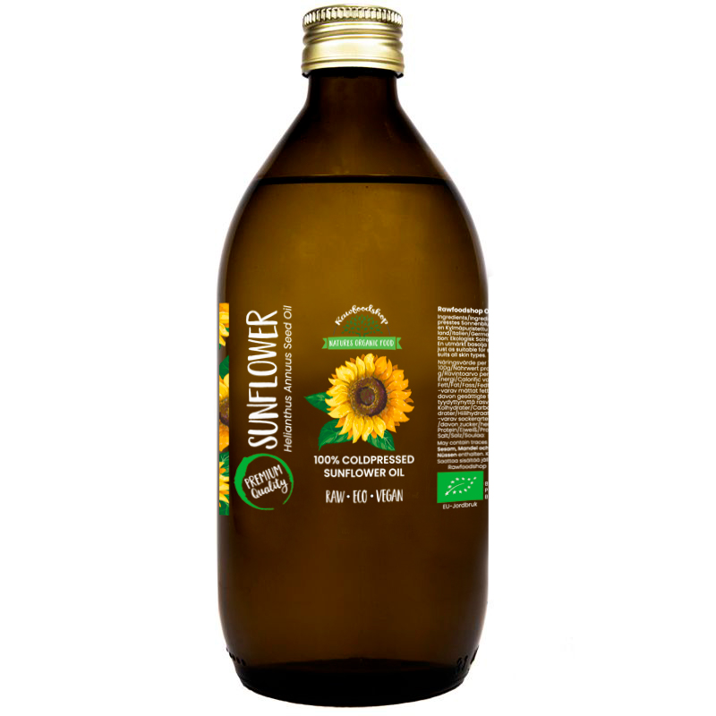 Solsikkeolie koldpresset ØKO 500 ml i gruppen Kropspleje / DIY Råvarer / Vegetabilske Olier hos Rawfoodshop Scandinavia AB (3041203)