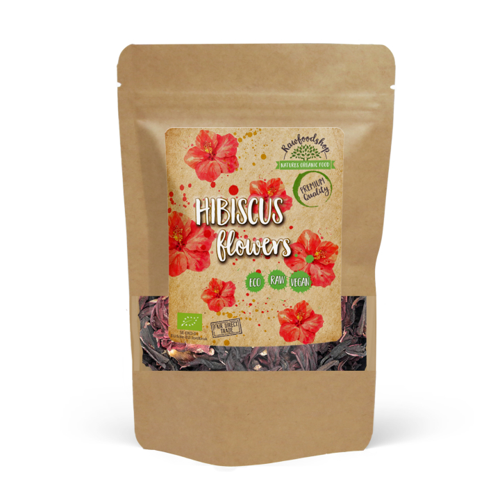 Hibiscus Blomster ØKO 125g i gruppen Helse / Urter, alger & svampe / Urter hos Rawfoodshop Scandinavia AB (31897-0)