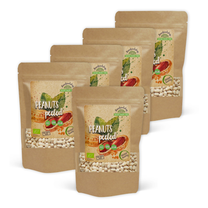 Jordnødder Premium Afskallede RAW ØKO 500g x 5 pakker i gruppen Råvarer & Drikke / Nødder / Jordnødder hos Rawfoodshop Scandinavia AB (3409-SET5)