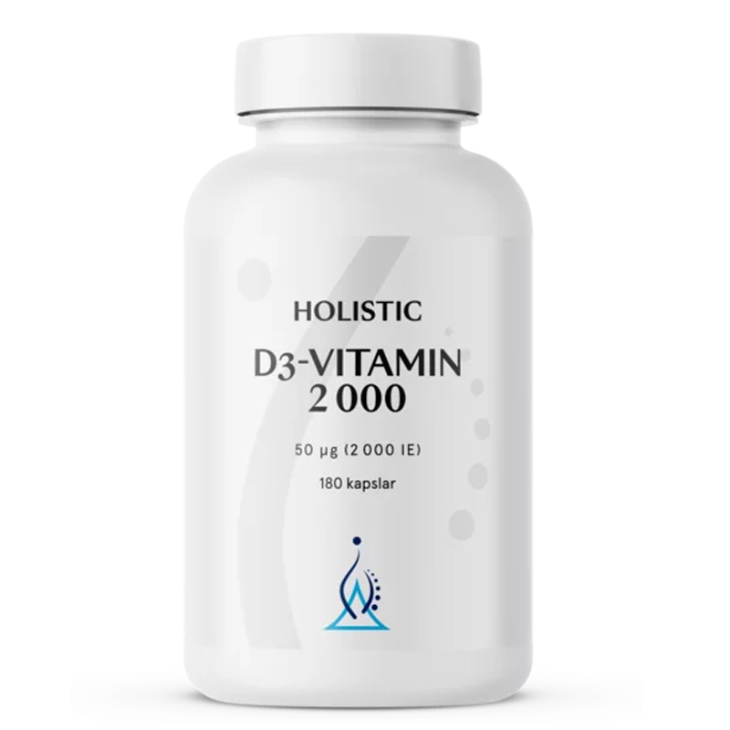 Holistic D3-Vitamin 2000 180kaps i gruppen Naturlige kosttilskud / Kosttilskud / Vitaminer / Enkelte vitaminer hos Rawfoodshop Scandinavia AB (4143)