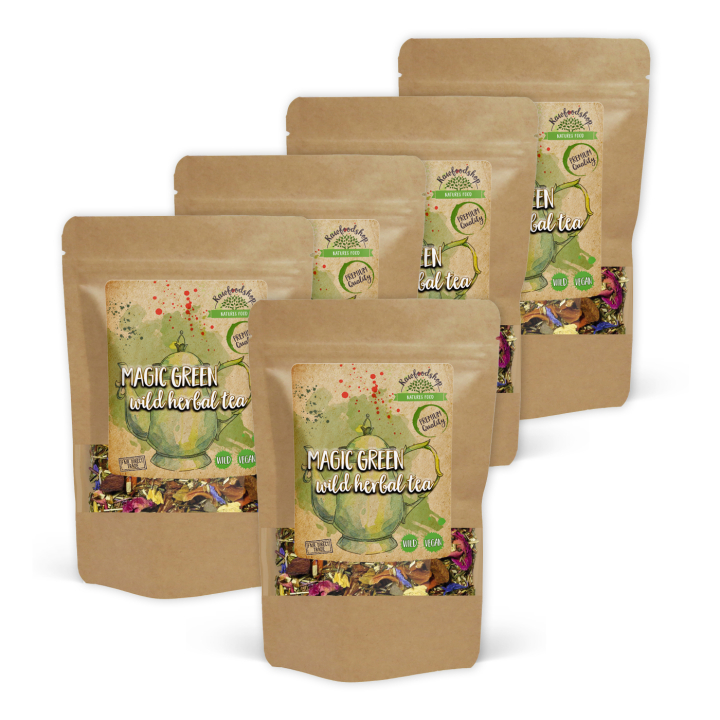 Magic Green Vild Urtete 100g x 5 pakker i gruppen Råvarer & Drikke / Drikkevarer / Te hos Rawfoodshop Scandinavia AB (43329-SET5)