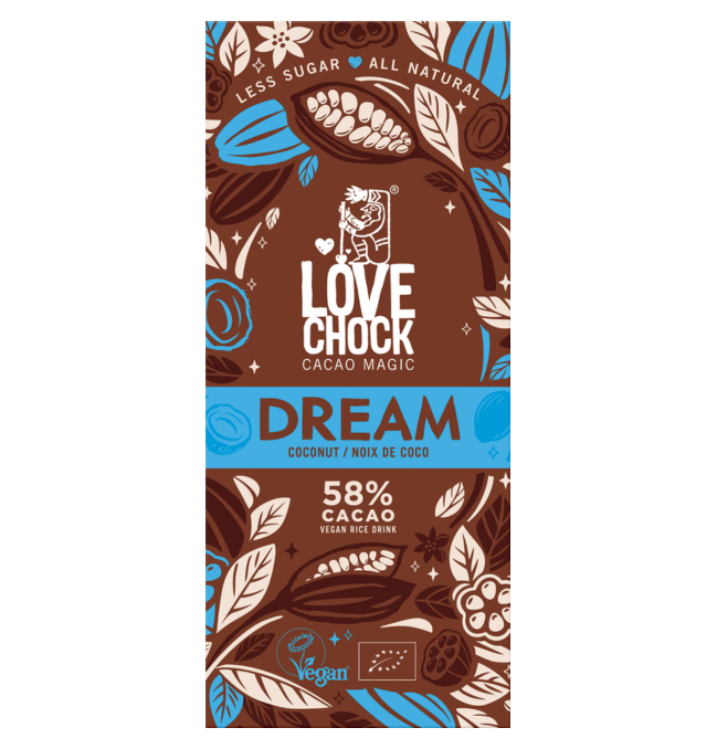 Dream Chokolade med Kokos 58% ØKO 70g i gruppen Råvarer & Drikke / Slik & Chokolade hos Rawfoodshop Scandinavia AB (61002)