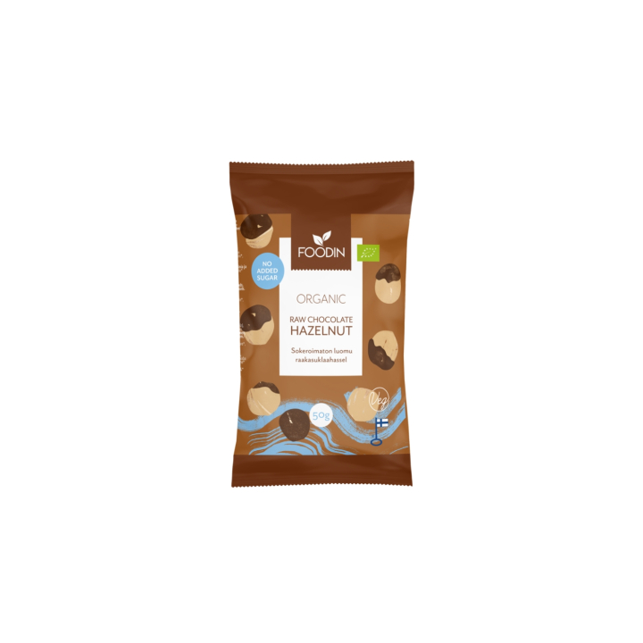 Hasselnødder i Råchokolade Sukkerfri ØKO 50g i gruppen Råvarer & Drikke / Slik & Chokolade / Snacks hos Rawfoodshop Scandinavia AB (6430048235449)