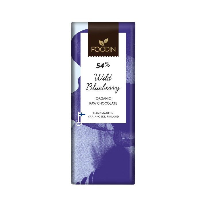 Chokolade Blåbær 54% RAW ØKO 40g i gruppen Råvarer & Drikke / Slik & Chokolade / Chokolade og Bars hos Rawfoodshop Scandinavia AB (6430055214666)