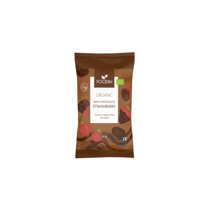 Jordbær i Råchokolade ØKO 50g i gruppen Råvarer & Drikke / Slik & Chokolade / Snacks hos Rawfoodshop Scandinavia AB (6430055219142)