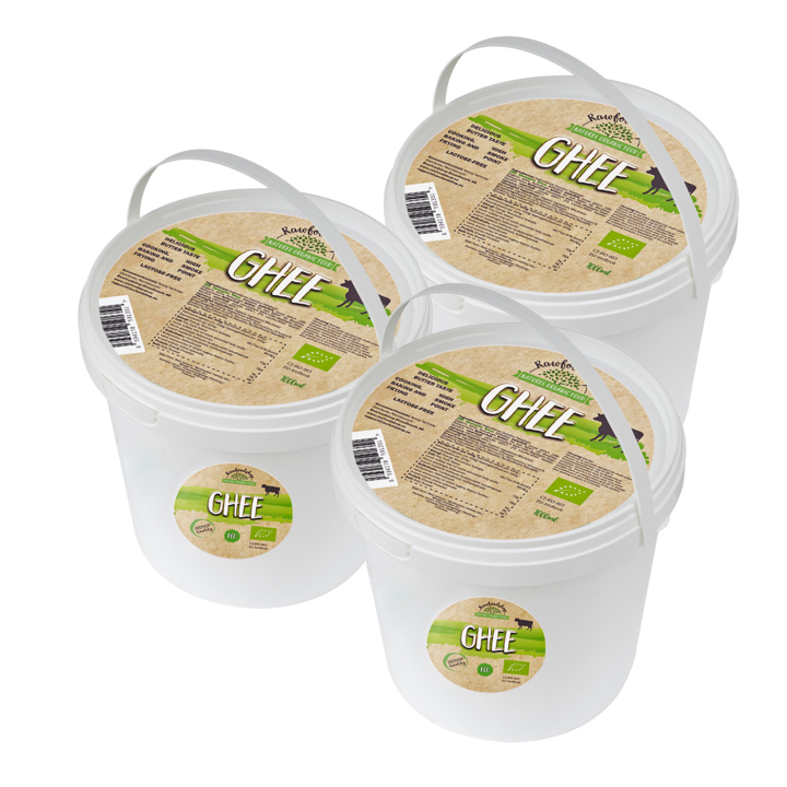 Ghee ØKO 1000 ml x 3 dåser i gruppen Råvarer & Drikke / Spisekammer / Smør & Cremede Smørepålæg hos Rawfoodshop Scandinavia AB (8591351-SET3)