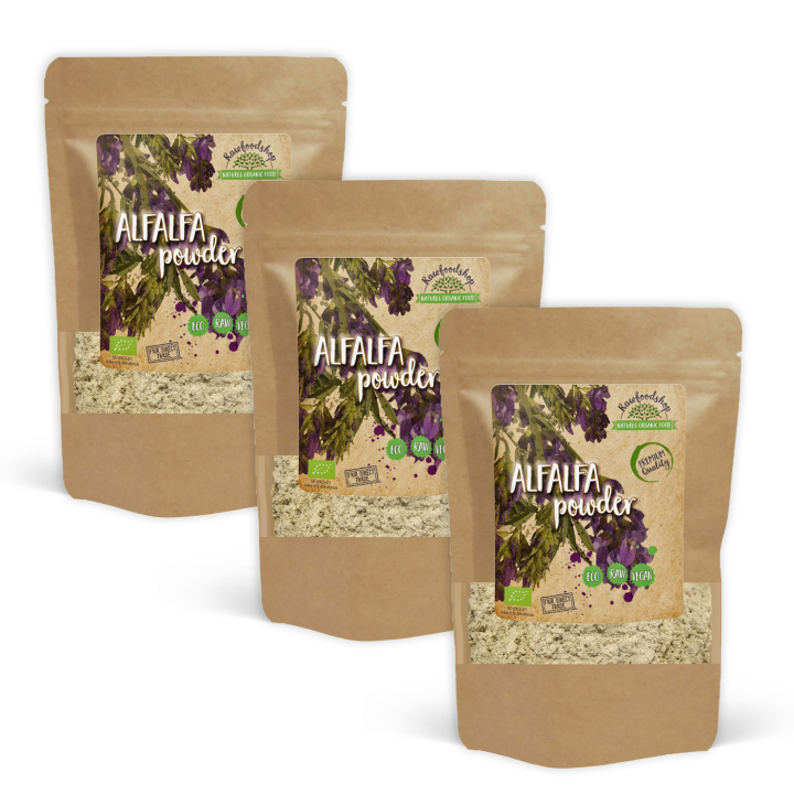 Alfalfa Pulver ØKO 125g x 3 pakker i gruppen Råvarer & Drikke / Helsekost / Grønne Pulvere hos Rawfoodshop Scandinavia AB (A1010-SET3)
