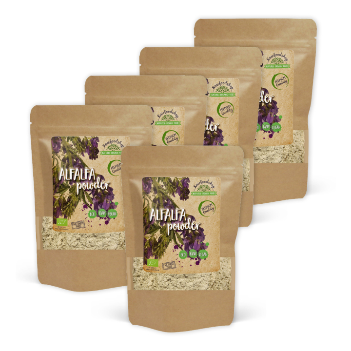 Alfalfa Pulver ØKO 125g x 5 pakker i gruppen Råvarer & Drikke / Helsekost / Grønne Pulvere hos Rawfoodshop Scandinavia AB (A1010-SET5)