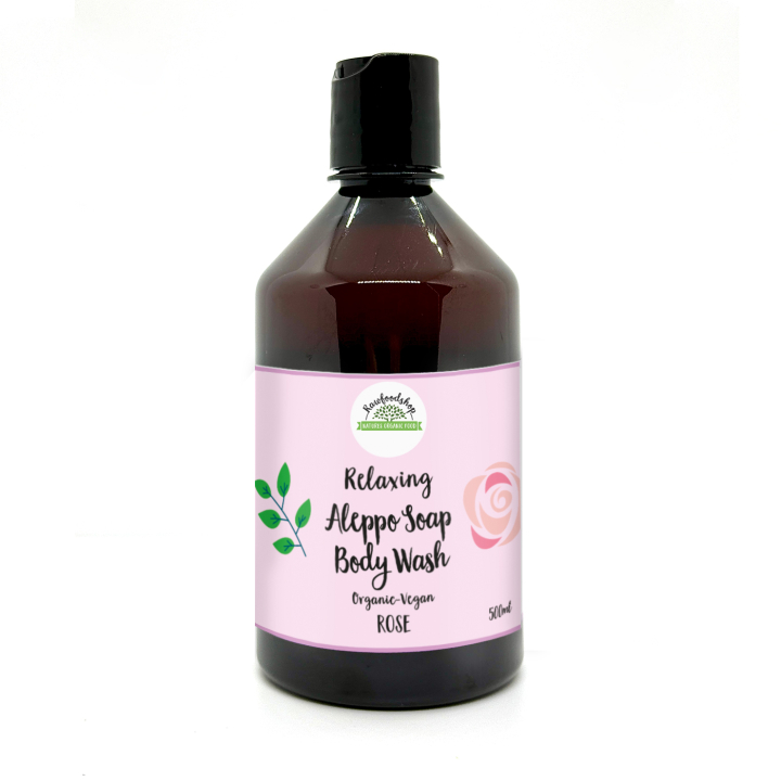 Aleppo Flydende Sæbe Rose ØKO 500ml i gruppen Hud & Krop / Krop / Showergel hos Rawfoodshop Scandinavia AB (BN1030)