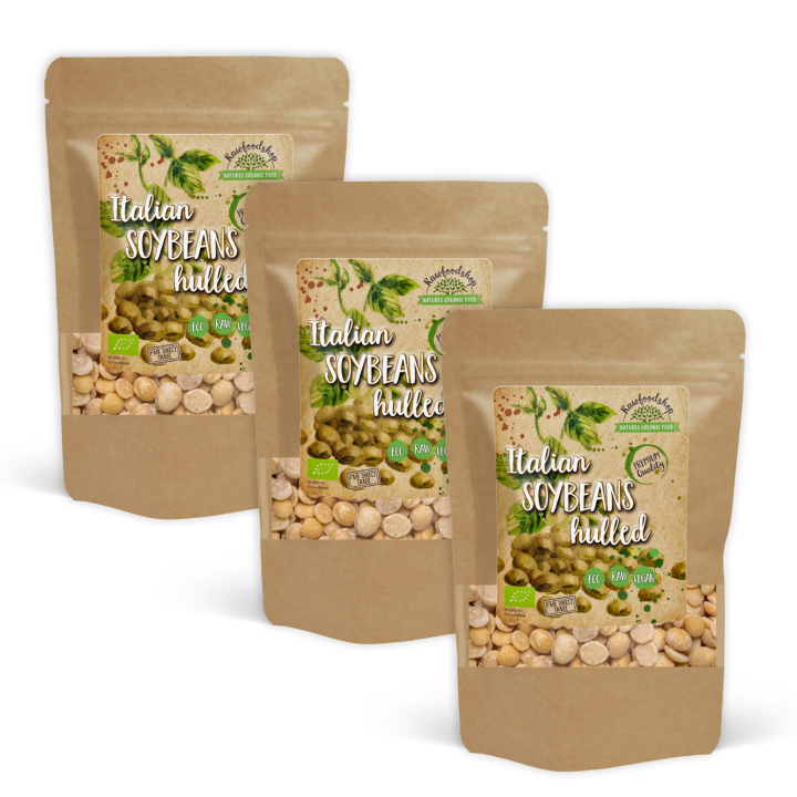 Sojabønner Afskallede ØKO 500g x 3 pakker i gruppen Råvarer & Drikke / Spisekammer / Bælgfrugter / Bønner hos Rawfoodshop Scandinavia AB (BON5-SET3)